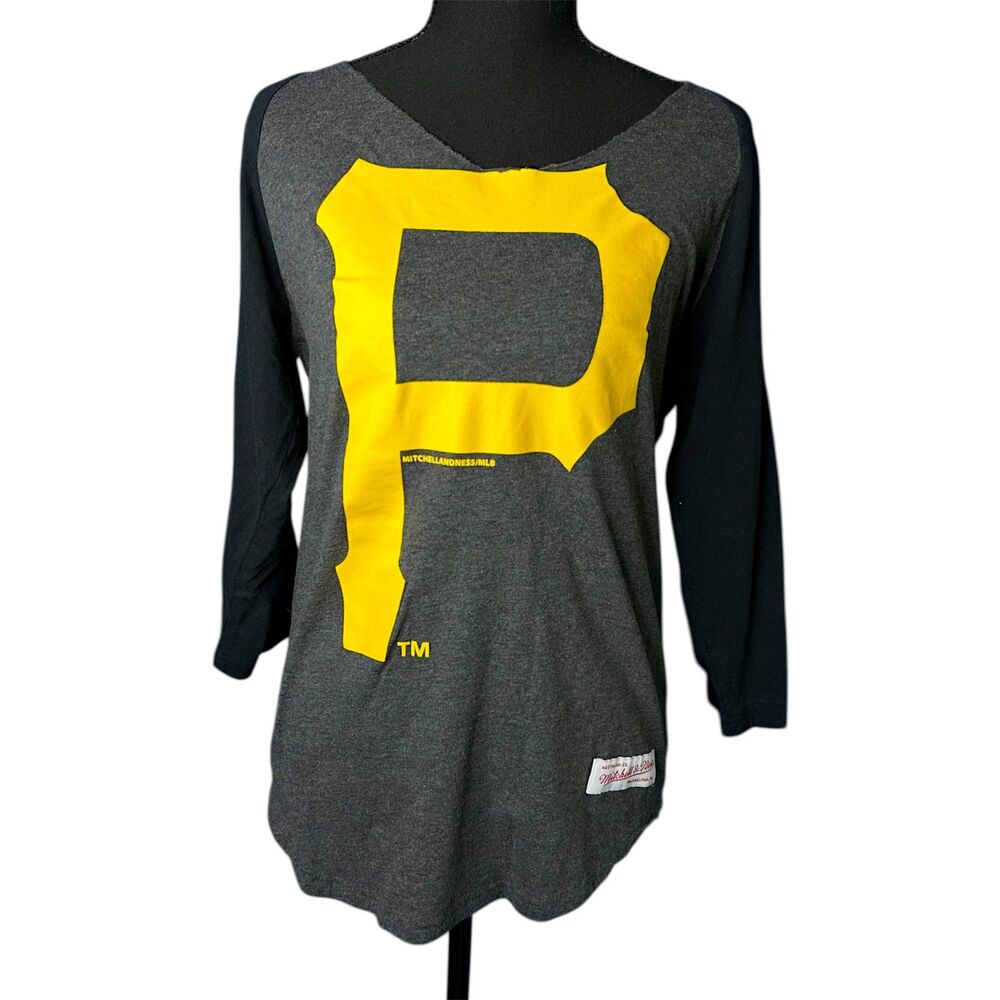 Mitchell & Ness Womens Pittsburgh‎ Pirates Raglan Top Sz S Sporty MLB Baseball